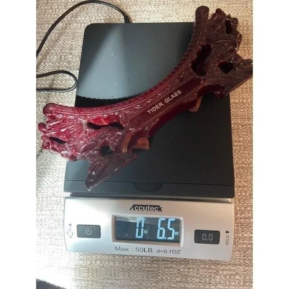 Dragon Display Stand Mahogany Easel For Plates 7.5in Vintage Tider Glass Carved